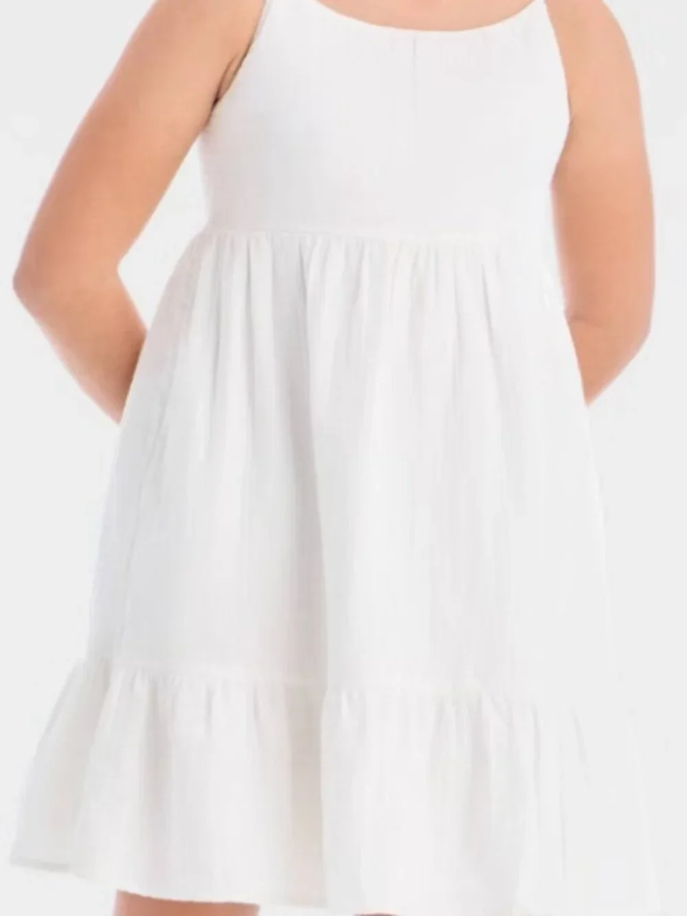 Girls' Sleeveless Woven Dress - White
